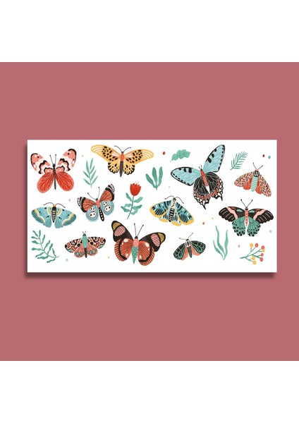 Panaromik Kanvas Tablo Yüksek Kalite Renkli Kelebekler modelleri