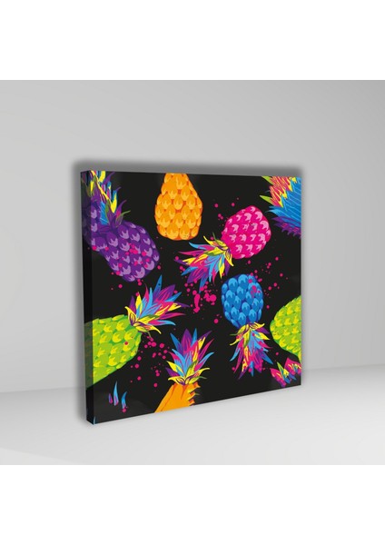 Tekli Kare Kanvas Tablo Yüksek Baskı Kaliteli Renkli Ananaslar fiyatları