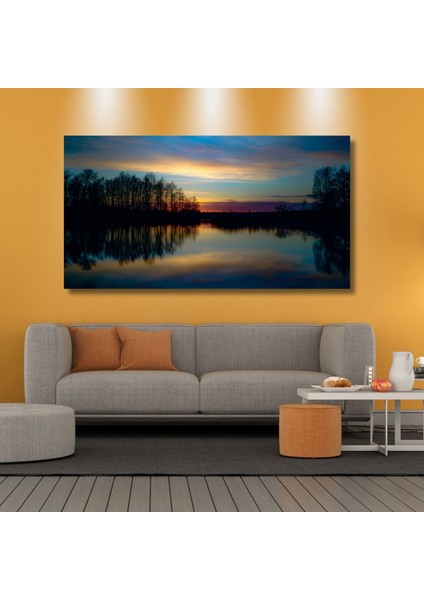 Panaromik Kanvas Tablo Natural Gün Batımı ve Göl Manzarası
