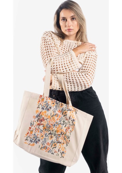 "pattern" Canvas Tote Omuz ve Plaj Çantası