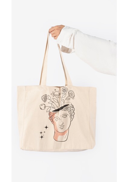 "floral Bust" Canvas Tote Omuz ve Plaj Çantası fiyatları