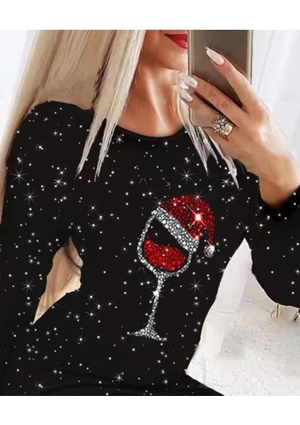 Kadın Uzun Kollu Taş Kadeh Baskı Mikro Kumaş Mini Boy Elbise (Çorapsız) fiyatları