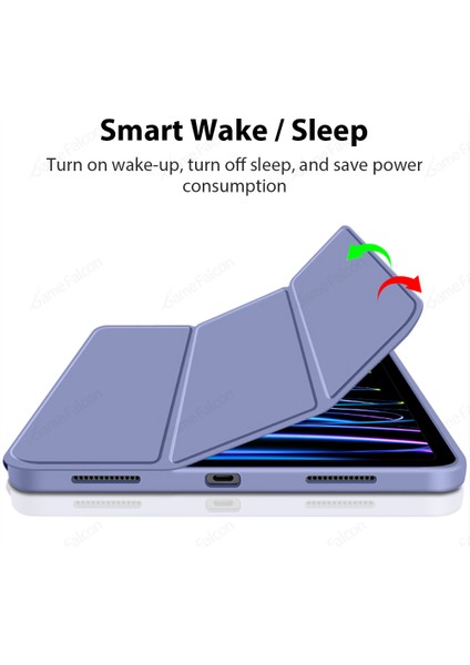 Apple iPad Pro 11 2022 (4.nesil) M2 Çipli Kılıf Yatay Standlı Arka Silikon Güçlü Mıknatıslı Uyku Modlu Silikon Smart Kılıf (Model A2759,A2435,A2761)