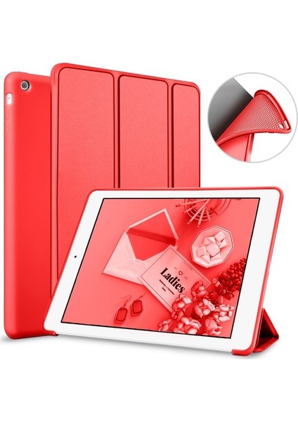 Apple iPad 9.nesil 10.2 Inç Kılıf Yatay Standlı Arka Silikon Güçlü Mıknatıslı Uyku Modlu Silikon Smart Kılıf (Model A2602,A2603,A2604)