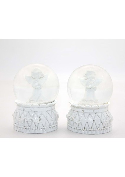 Küçük Melekli Işıklı Kar Küresi 9 cm