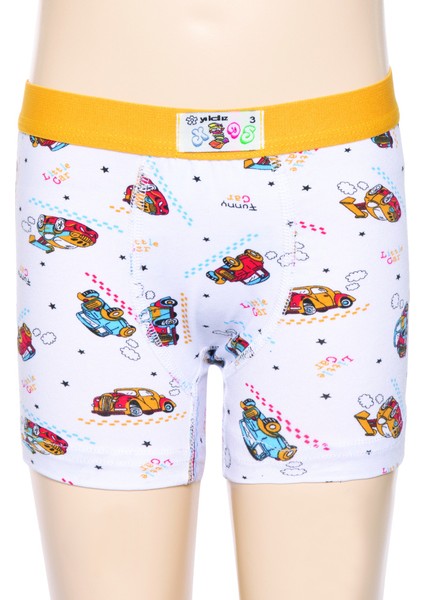 Yıldız 6'lı Erkek Çocuk Desenli Likralı Boxer Q28