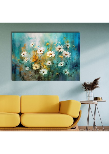 Tekli Yatay Kanvas Tablo Yüksek Kaliteli Pastel Papatyalar