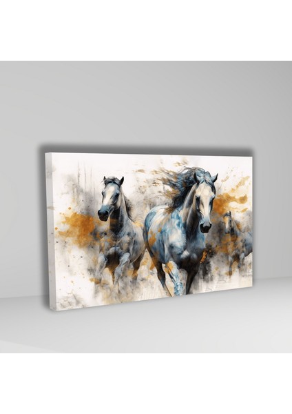 Tekli Yatay Kanvas Tablo Yüksek Kalite Koşan Atlar Portresi fiyatları