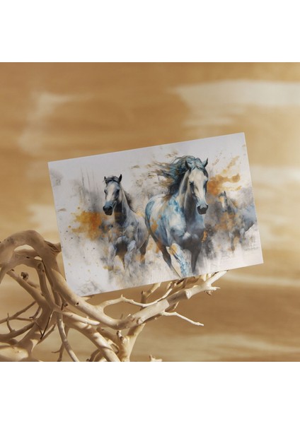 Tekli Yatay Kanvas Tablo Yüksek Kalite Koşan Atlar Portresi modelleri