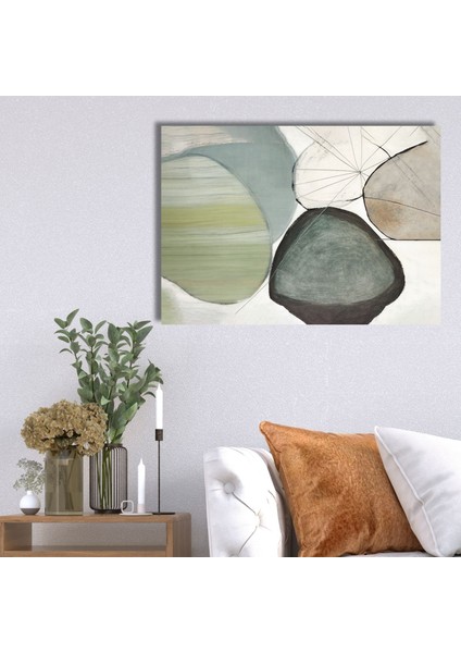 Tekli Yatay Kanvas Tablo Pastel Renkli Soyut Şekiller