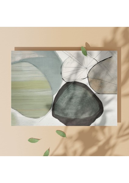 Tekli Yatay Kanvas Tablo Pastel Renkli Soyut Şekiller modelleri