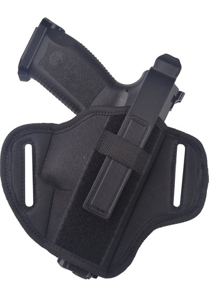 Airsoft Tabanca Kılıfı Universal Tüm Tabancalar Için Dış Taşıma Sağ-Sol Kumaş Tam Kelebek Siyah