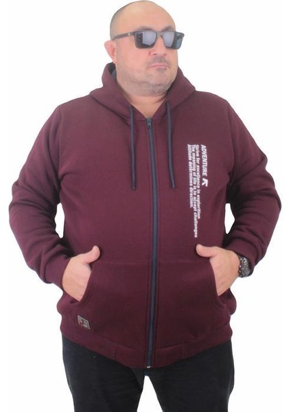 Fermuarlı Kapuşonlu Büyük Beden Sweat Adventure 23220 Murdum