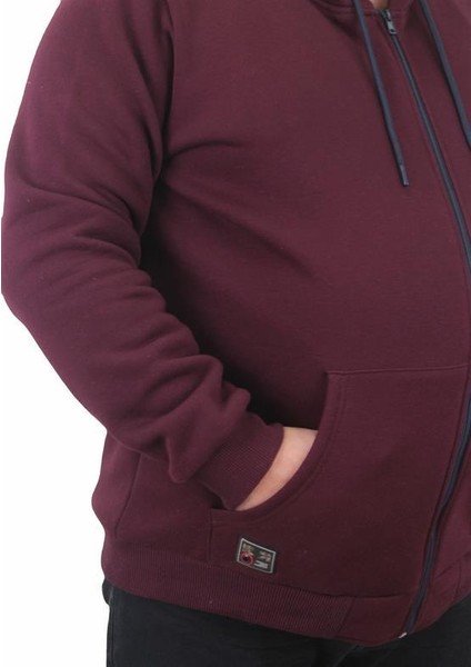 Fermuarlı Kapuşonlu Büyük Beden Sweat Adventure 23220 Murdum
