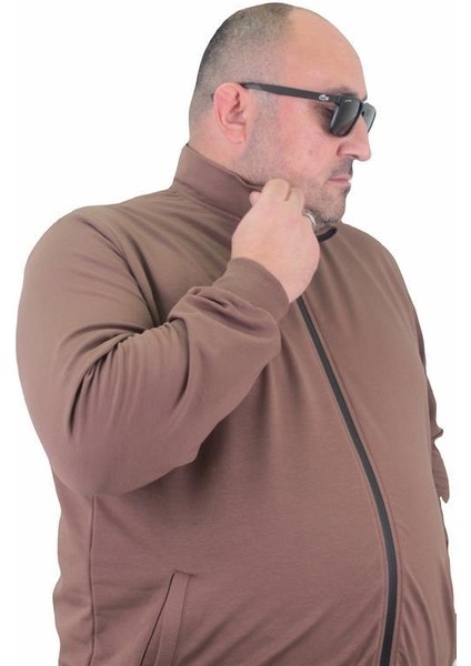 Büyük Beden Basic Mevsimlik Fermuarlı Sweatshirt 22750 Taba fiyatları
