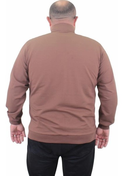 Büyük Beden Basic Mevsimlik Fermuarlı Sweatshirt 22750 Taba fırsatları