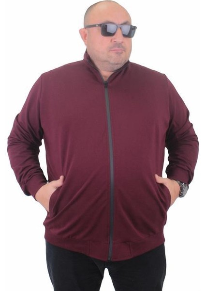 Büyük Beden Basic Mevsimlik Fermuarlı Sweatshirt 22750 Murdum
