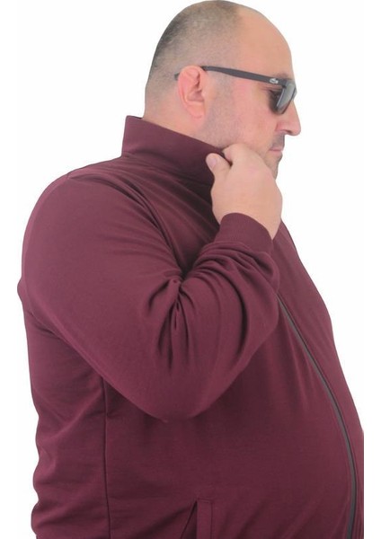Büyük Beden Basic Mevsimlik Fermuarlı Sweatshirt 22750 Murdum
