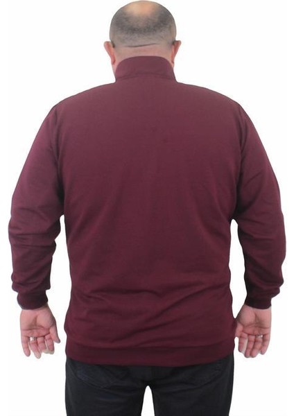 Büyük Beden Basic Mevsimlik Fermuarlı Sweatshirt 22750 Murdum