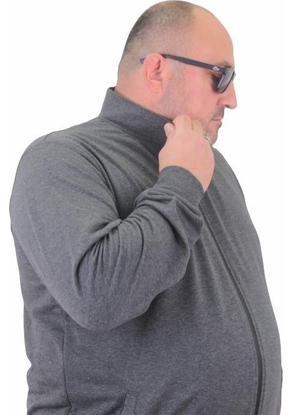 Büyük Beden Basic Mevsimlik Fermuarlı Sweatshirt 22750 Grı Melanj fiyatları