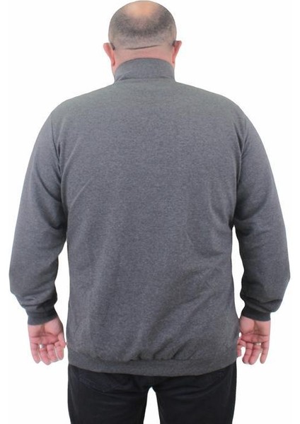 Büyük Beden Basic Mevsimlik Fermuarlı Sweatshirt 22750 Grı Melanj fırsatları