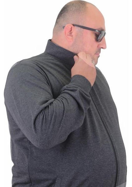 Büyük Beden Basic Mevsimlik Fermuarlı Sweatshirt 22750 Antrasıt fiyatları