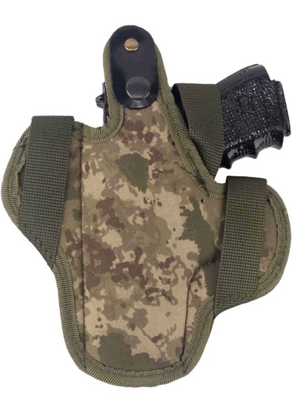 Airsoft Tabanca Kılıfı Universal Tüm Tabancalar Için Dış Taşıma Sağ El Kumaş Tam Kelebek Haki Kamuflaj