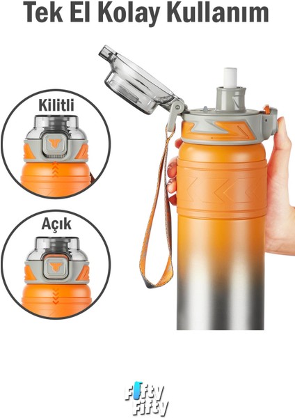 Tkk 500 ml Çelik Termos Çift Kullanım Pipetli/rahat Içim -12/24 Sıcak-Soğuk- Yalıtım -2022500ML