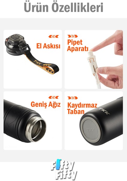 Tkk 900 ml Çelik Termos Çift Kullanım Pipetli/rahat Içim -12/24 Sıcak-Soğuk- Yalıtım -TKK2025900ML