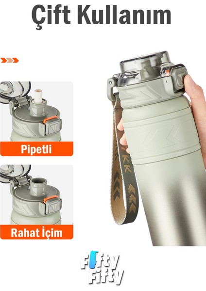 Tkk 900 ml Çelik Termos Çift Kullanım Pipetli/rahat Içim -12/24 Sıcak-Soğuk- Yalıtım -TKK2025900ML