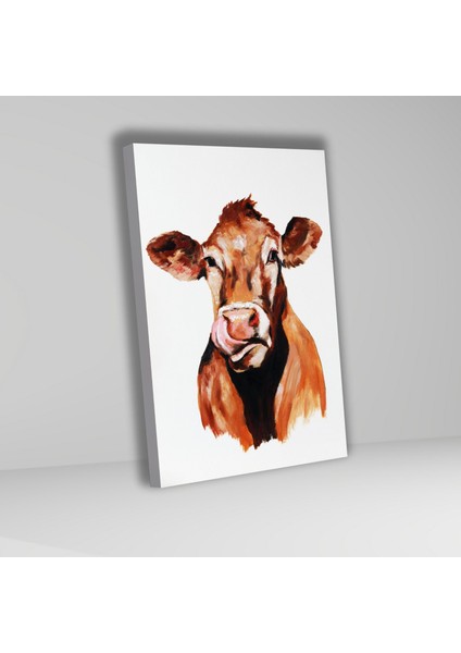 Tekli Dikey Kanvas Tablo Yüksek Kalite Inek Portresi fiyatları