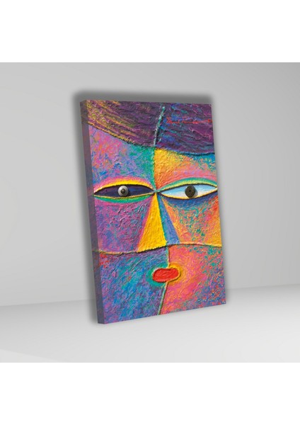 Tekli Dikey Kanvas Tablo Kaliteli Renkli Soyut Yüz Tasarımı fiyatları