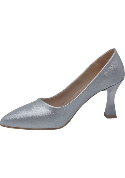 801 Kadın Gri Pırıltılı Kadeh Topuk Stiletto Ayakkabı modelleri