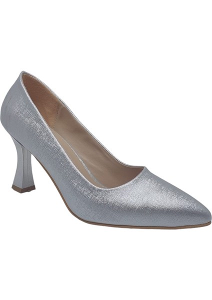 801 Kadın Gri Pırıltılı Kadeh Topuk Stiletto Ayakkabı fırsatları