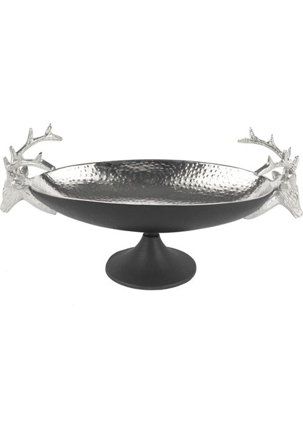 Mat Siyah Gümüş Oval Kase 38X16X18 cm