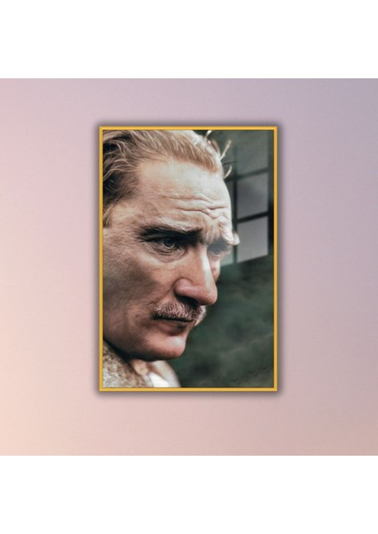 Metal Çerçeveli Cam Tablo Yeşil Atatürk Portresi fiyatları