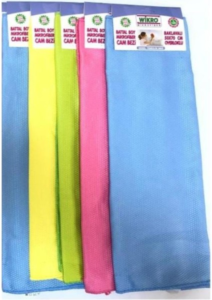 5 Li Baklava Desen Mikrofiber Cam Bezi 50X70