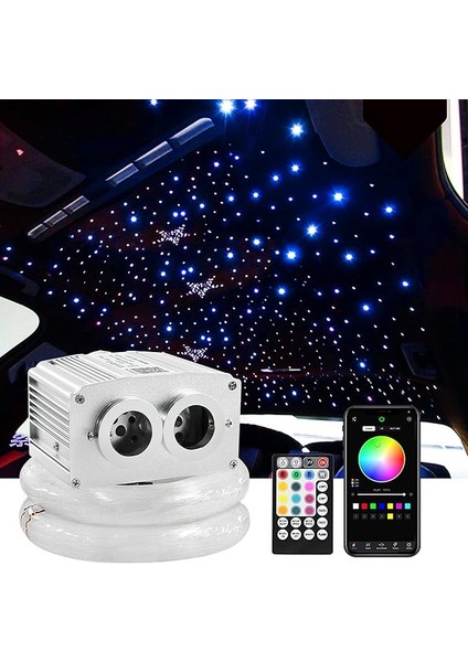 Uzaktan Kumandalı Rgb LED Fıber Optik Işık Motoru QJ-L016T App/müzik/ Çift Kafa Rgbw DC12V 16W