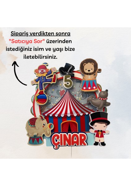 Sirk Temalı Erkek Kız Çocuk Doğum Günü Süsü Sirk Konseptli Kişiye Özel Pasta Süsü Parti Malzemesi Cake Topper (19X18CM) fiyatları