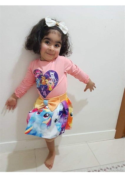 Turuncu Gardrop Pony Etekli Kız Çocuk Takım Pudra fiyatları