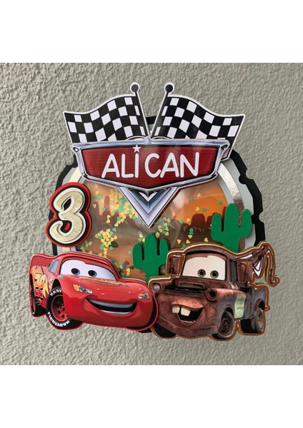 Cake Topper Cars - Arabalar - Mcqueen Temalı Erkek Çocuk Kişiye Özel Pasta Süsü Parti Malzemesi - Cake Topper