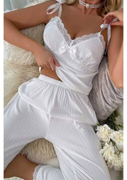Ip Asklı Pijama Takımı-Beyaz