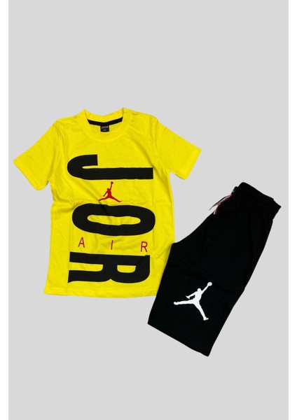 Turuncu Gardrop Jordan Şortlu Erkek Çocuk Takım Sarı