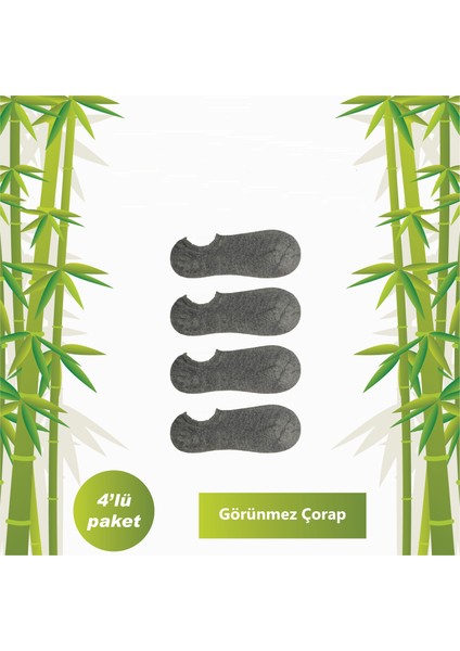Erkek, Kadın Çorap, Unisex Bambu Kısa Patik Çorap Dikişsiz Düz 4'lü