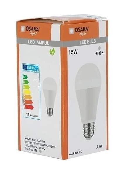 15W E-27 Duy 6500K Beyaz Işık LED Ampul