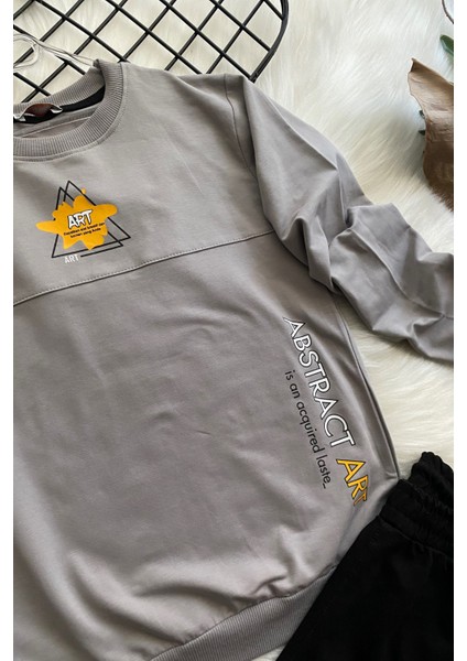 Turuncu Gardrop Bisiklet Yaka Art Baskılı 2li Erkek Çocuk Eşofman Takımı Gri fırsatları