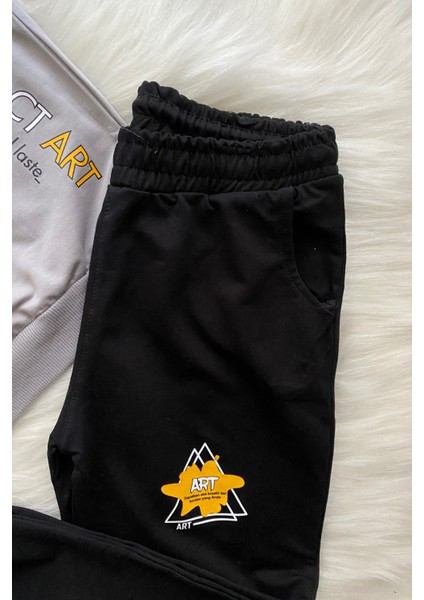 Turuncu Gardrop Bisiklet Yaka Art Baskılı 2li Erkek Çocuk Eşofman Takımı Gri indirimleri