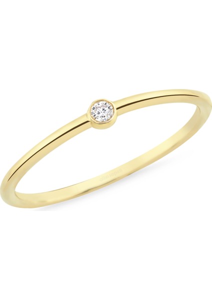 Altın Minimal Tektaş Yüzük