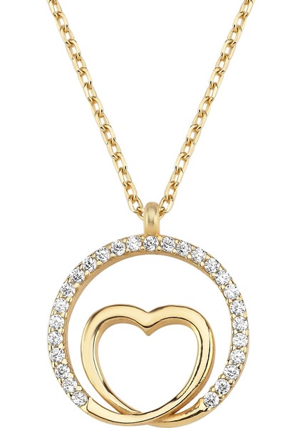 Altın Taşlı Aşk Döngüsü Kolye