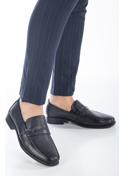 DRT62225 Ince Kaymaz Taban Klasik Erkek Ayakkabısı Siyah